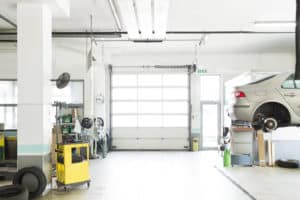auto repair garage with car being serviced